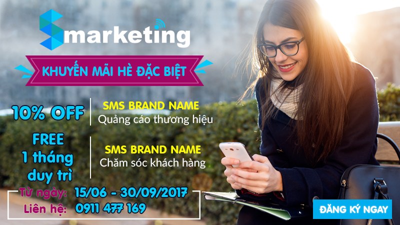 Ưu đãi đặc biệt mùa hè 2017 cho dịch vụ SMS BRAND NAME